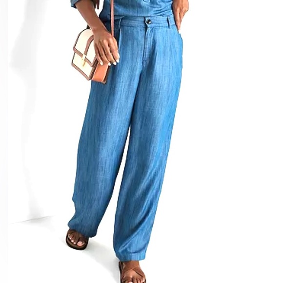 Lands’ End High Rise Tencel Fiber Pleated Wide Leg Pants Women’s 14 NWT - Picture 3 of 13